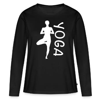 Yoga exercise for a workout - Women's Premium Organic Long Sleeve Shirt - black - Front - Julia (174cm)