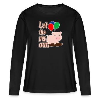 Laissez le cochon sortir - T-shirt manches longues Premium bio Femme - noir - Devant - Julia (174cm)