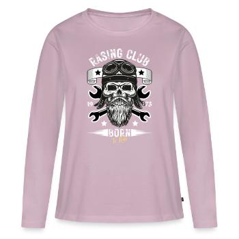 Motorrad Totenkopf Design - Frauen Premium Bio Langarmshirt - Altrosa - Vorne - Julia (174cm)