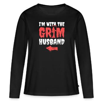 I'm with the Grim Reaper Husband Funny Halloween - Women's Premium Organic Long Sleeve Shirt - black - Front - Julia (174cm)
