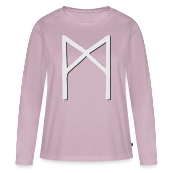 Futhark Runic Alphabet Mannaz - Women's Premium Organic Long Sleeve Shirt - dusky pink - Front - Julia (174cm)