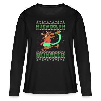 Brewdolph Reinbeer Ugly Xmas - Women's Premium Organic Long Sleeve Shirt - black - Front - Julia (174cm)