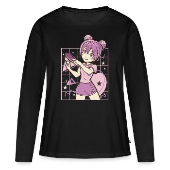 Ping Pong Outfit Table Tennis Bat Ping-Pong - Women's Premium Organic Long Sleeve Shirt - black - Front - Julia (174cm)