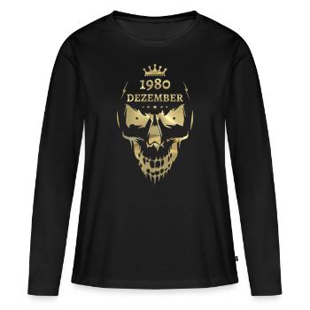 Décembre 1980 Crâne Or - T-shirt manches longues Premium bio Femme - noir - Devant - Julia (174cm)