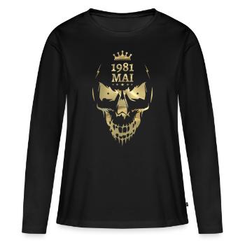 Mai 1981 Crâne Or - T-shirt manches longues Premium bio Femme - noir - Devant - Julia (174cm)