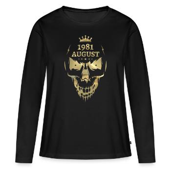 Août 1981 Crâne Or - T-shirt manches longues Premium bio Femme - noir - Devant - Julia (174cm)