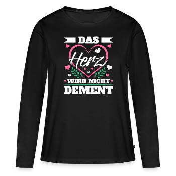 Das Herz Wird Nicht Dement Altenpflegerin - Frauen Premium Bio Langarmshirt - Schwarz - Vorne - Julia (174cm)