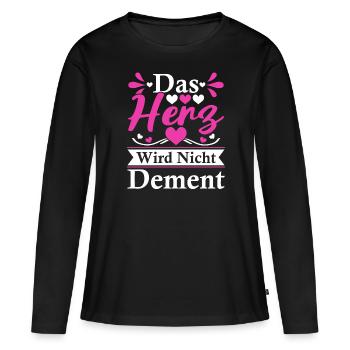 Das Herz Wird Nicht Dement Altenpflegerin - Frauen Premium Bio Langarmshirt - Schwarz - Vorne - Julia (174cm)