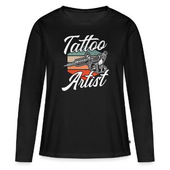 Tatoueur - T-shirt manches longues Premium bio Femme - noir - Devant - Julia (174cm)