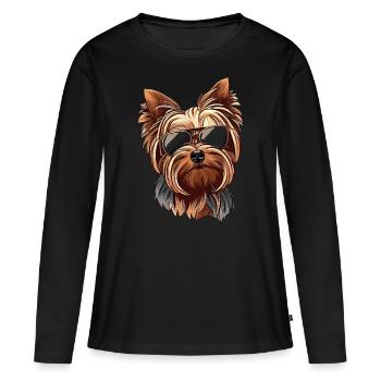 Shih Tzu Art - Women's Premium Organic Long Sleeve Shirt - black - Front - Julia (174cm)