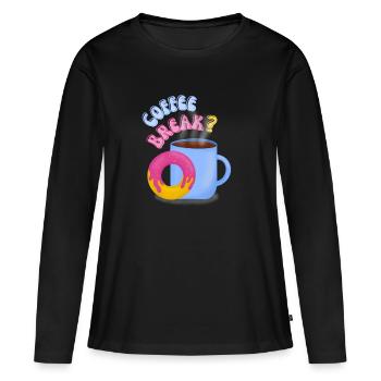 Pause-café? - T-shirt manches longues Premium bio Femme - noir - Devant - Julia (174cm)