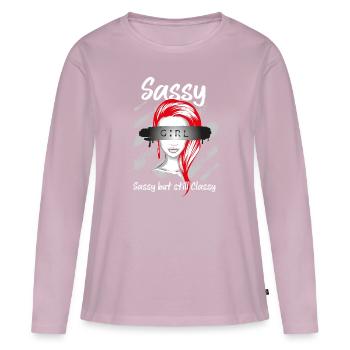 Sassy but still classy - Frauen Premium Bio Langarmshirt - Altrosa - Vorne - Julia (174cm)