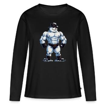 D’accord... un bonhomme de neige bodybuilder... - T-shirt manches longues Premium bio Femme - noir - Devant - Julia (174cm)