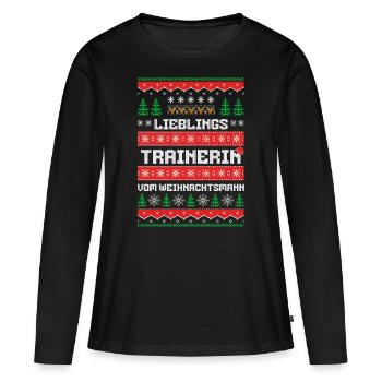 Lieblings Trainerin des Weihnachtsmanns - Frauen Premium Bio Langarmshirt - Schwarz - Vorne - Julia (174cm)