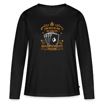 Roi du jeu de cartes de poker | Skat - T-shirt manches longues Premium bio Femme - noir - Devant - Julia (174cm)