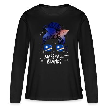 Marshall (Îles) - T-shirt manches longues Premium bio Femme - noir - Devant - Julia (174cm)