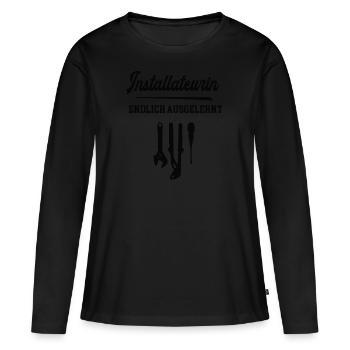 Installateurin Ausbildung Bestanden Azubi Sanitär - Frauen Premium Bio Langarmshirt - Schwarz - Vorne - Julia (174cm)
