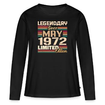 Mai 1972 Mai - Jubilé Mai 1972 - T-shirt manches longues Premium bio Femme - noir - Devant - Julia (174cm)