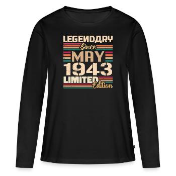 Mai 1943 Mai - Jubilé Mai 1943 - T-shirt manches longues Premium bio Femme - noir - Devant - Julia (174cm)