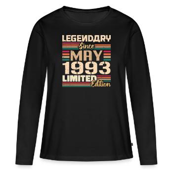 Mai 1993 Mai - Jubilé Mai 1993 - T-shirt manches longues Premium bio Femme - noir - Devant - Julia (174cm)