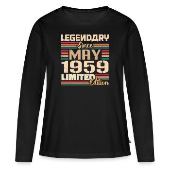 Mai 1959 Mai - Jubilé Mai 1959 - T-shirt manches longues Premium bio Femme - noir - Devant - Julia (174cm)