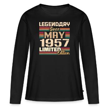 Mai 1957 Mai - Jubilé Mai 1957 - T-shirt manches longues Premium bio Femme - noir - Devant - Julia (174cm)
