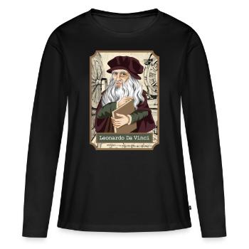 Léonard de Vinci - T-shirt manches longues Premium bio Femme - noir - Devant - Julia (174cm)