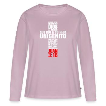 Porque de tal manera amo Dios al Mundo - Women's Premium Organic Long Sleeve Shirt - dusky pink - Front - Julia (174cm)