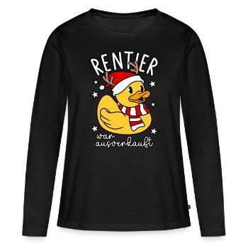 Rentier war ausverkauft - Frauen Premium Bio Langarmshirt - Schwarz - Vorne - Julia (174cm)