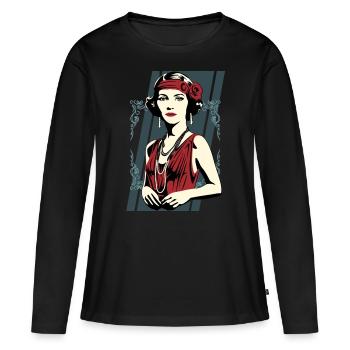 Flappers Mädchen AURORE - Frauen Premium Bio Langarmshirt - Schwarz - Vorne - Julia (174cm)