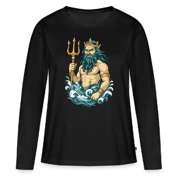 Poséidon - T-shirt manches longues Premium bio Femme - noir - Devant - Julia (174cm)
