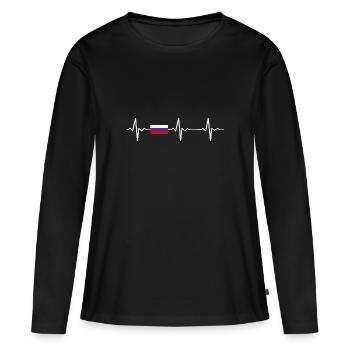 Russie - T-shirt manches longues Premium bio Femme - noir - Devant - Julia (174cm)