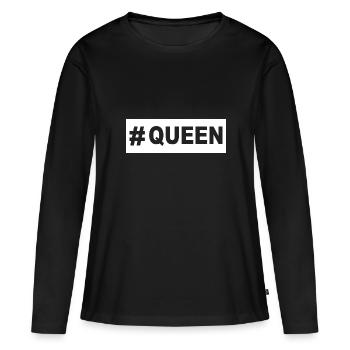 Couple design! King - Queen! - Women's Premium Organic Long Sleeve Shirt - black - Front - Julia (174cm)