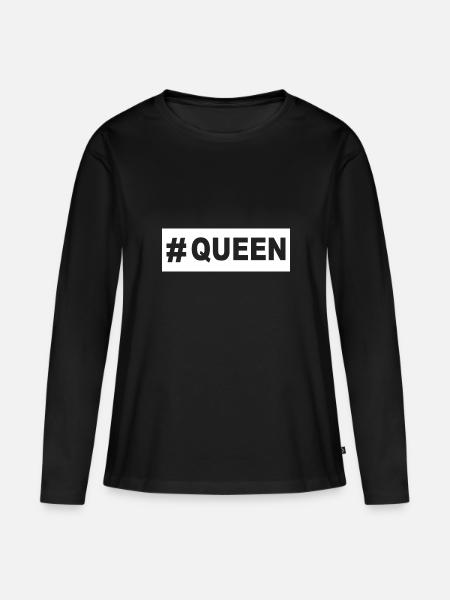 Pärchen Design! King - Queen! - Frauen Premium Bio Langarmshirt - Schwarz