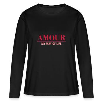 Amour, mon mode de vie (ligne) - T-shirt manches longues Premium bio Femme - noir - Devant - Julia (174cm)