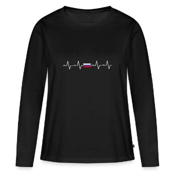 Russie - T-shirt manches longues Premium bio Femme - noir - Devant - Julia (174cm)