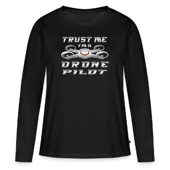 Drone Drones Drone Flight Drone Pilot - T-shirt manches longues Premium bio Femme - noir - Devant - Julia (174cm)