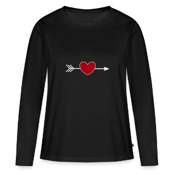 Saint-Valentin, Saint-Valentin, Saint-Valentin - T-shirt manches longues Premium bio Femme - noir - Devant - Julia (174cm)