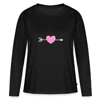 Saint-Valentin, Saint-Valentin, Saint-Valentin - T-shirt manches longues Premium bio Femme - noir - Devant - Julia (174cm)