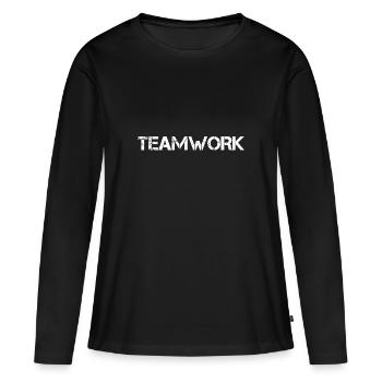 Teamwork Teamarbeit Teamgeist - Frauen Premium Bio Langarmshirt - Schwarz - Vorne - Julia (174cm)