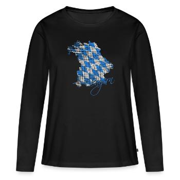Bayern, Oberbayern, Geschenk für Bayern, Bavaria - Frauen Premium Bio Langarmshirt - Schwarz - Vorne - Julia (174cm)