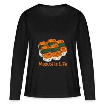 Musubi Love - Ambiance culinaire hawaïenne - T-shirt manches longues Premium bio Femme - noir - Devant - Julia (174cm)