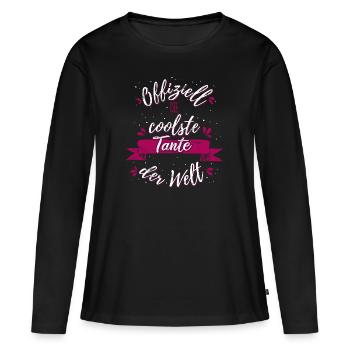 Offiziell die coolste Tante der Welt - Frauen Premium Bio Langarmshirt - Schwarz - Vorne - Julia (174cm)