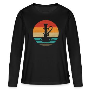 Pipe à eau Retro Style Vintage - T-shirt manches longues Premium bio Femme - noir - Devant - Julia (174cm)
