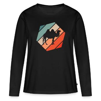 Camel Retro Style Vintage - Women's Premium Organic Long Sleeve Shirt - black - Front - Julia (174cm)