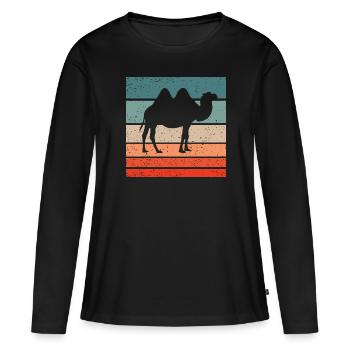 Camel Retro Style Vintage - Women's Premium Organic Long Sleeve Shirt - black - Front - Julia (174cm)