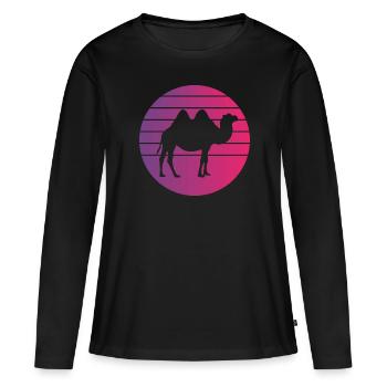Camel Retro Style Vintage - Women's Premium Organic Long Sleeve Shirt - black - Front - Julia (174cm)