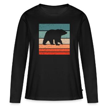 Ours Retro Style Vintage - T-shirt manches longues Premium bio Femme - noir - Devant - Julia (174cm)