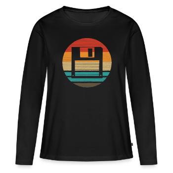Floppy Retro Style Vintage - Women's Premium Organic Long Sleeve Shirt - black - Front - Julia (174cm)