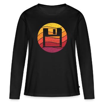 Diskette Retro Style Vintage - Frauen Premium Bio Langarmshirt - Schwarz - Vorne - Julia (174cm)